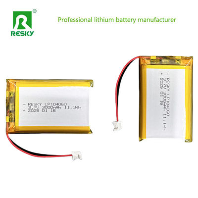 kaufen 500 Zyklen Lipo Batterie 104060 3000mAh 33,3wh 3,7V 11,1V online manufacture