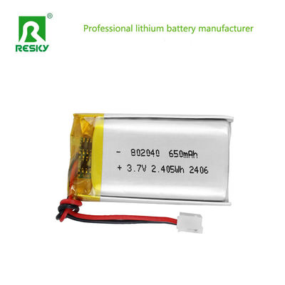 Lithium-Polymer-Batteriepaket 802040 3.7V 7.4V 650mAh 2.4wh Leistung Li-Polymer-Batterie für Led-Lampe