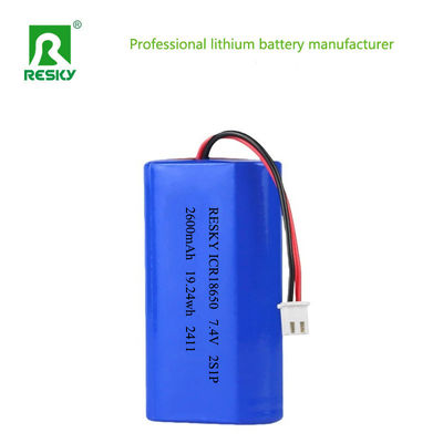Wiederaufladbarer 18650 Lithium-Akku Akkupack 2600mAh 7,4V 19,24Wh Lipo-Akkupack